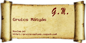 Gruics Mátyás névjegykártya